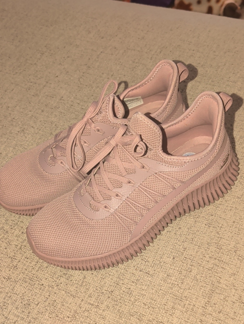 Skechers Bob's Women's Blush Pink Knit Lace-Up Sneakers